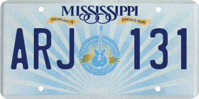 MS license plate ARJ131