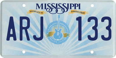 MS license plate ARJ133