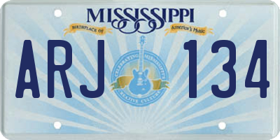 MS license plate ARJ134