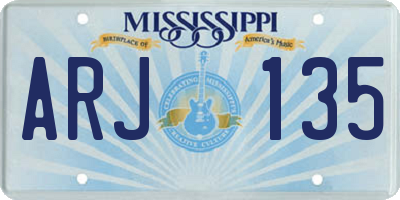 MS license plate ARJ135