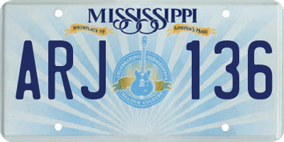 MS license plate ARJ136