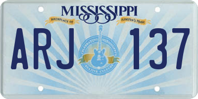 MS license plate ARJ137