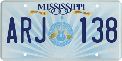 MS license plate ARJ138