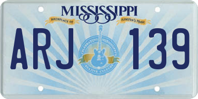 MS license plate ARJ139
