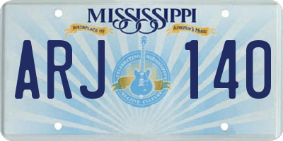 MS license plate ARJ140