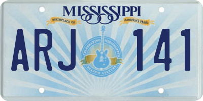 MS license plate ARJ141