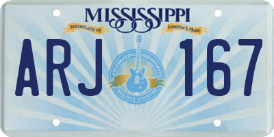 MS license plate ARJ167