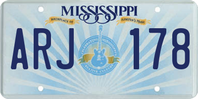 MS license plate ARJ178