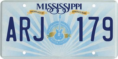 MS license plate ARJ179