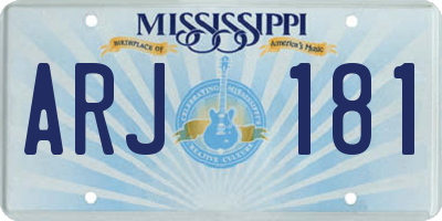 MS license plate ARJ181