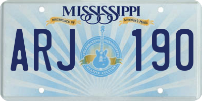 MS license plate ARJ190