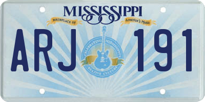 MS license plate ARJ191