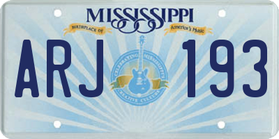 MS license plate ARJ193