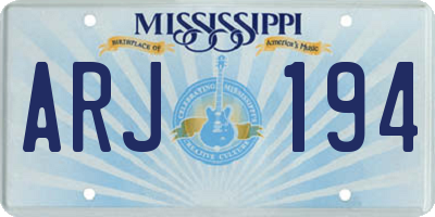 MS license plate ARJ194