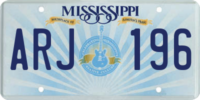 MS license plate ARJ196
