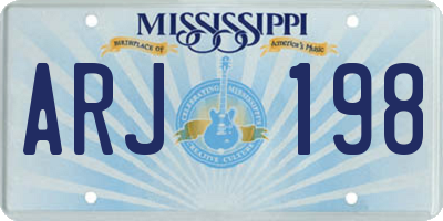 MS license plate ARJ198