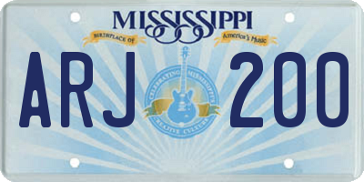 MS license plate ARJ200