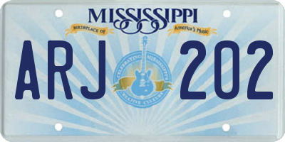 MS license plate ARJ202