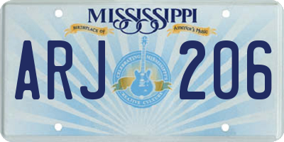 MS license plate ARJ206