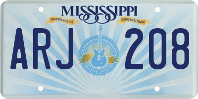 MS license plate ARJ208