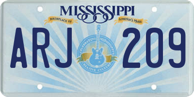 MS license plate ARJ209