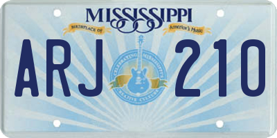 MS license plate ARJ210