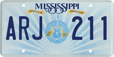 MS license plate ARJ211