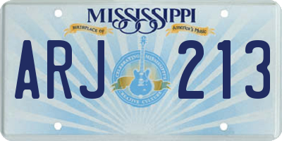 MS license plate ARJ213