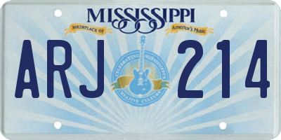 MS license plate ARJ214