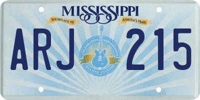 MS license plate ARJ215