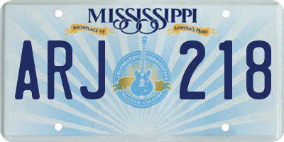MS license plate ARJ218