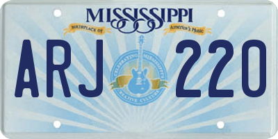 MS license plate ARJ220