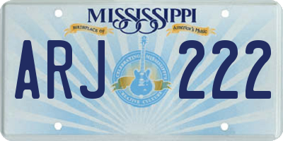 MS license plate ARJ222