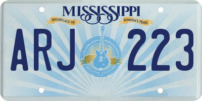 MS license plate ARJ223