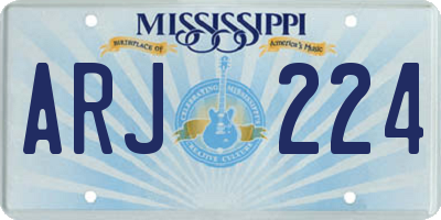 MS license plate ARJ224