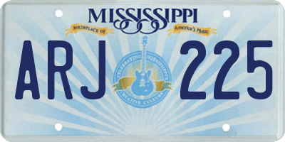 MS license plate ARJ225