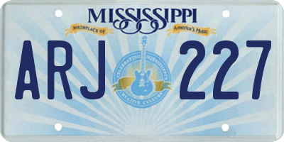 MS license plate ARJ227