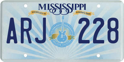 MS license plate ARJ228