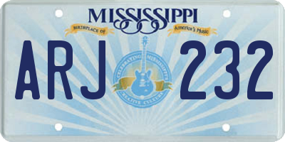 MS license plate ARJ232