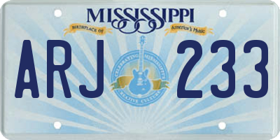 MS license plate ARJ233
