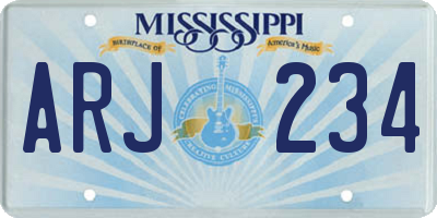 MS license plate ARJ234