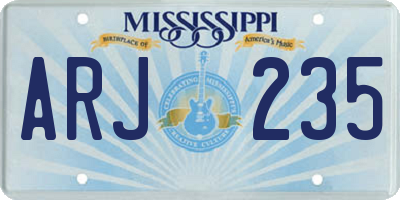 MS license plate ARJ235