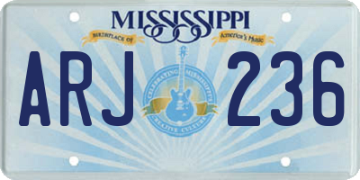 MS license plate ARJ236