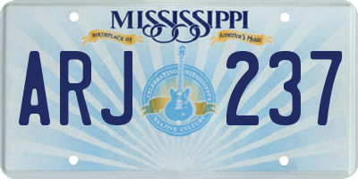 MS license plate ARJ237
