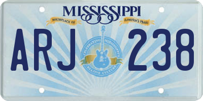 MS license plate ARJ238