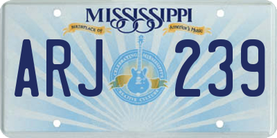 MS license plate ARJ239