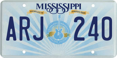 MS license plate ARJ240