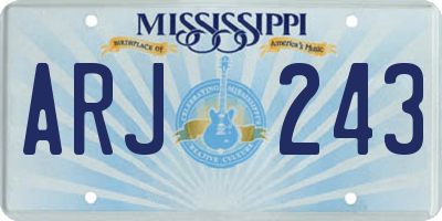 MS license plate ARJ243