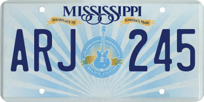 MS license plate ARJ245