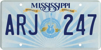 MS license plate ARJ247